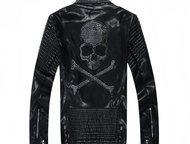 :  Philipp Plein Leather Jacket With Skull Back Rhinestones           Philipp Plein .   