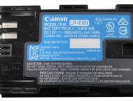:  Canon lp-e6,       Canon LP-E6,    Li-Ion (-),   